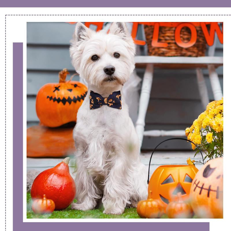 16 Pieces Dog Bow Ties Slide Collar Bows Summer Hawaiian Styles Attachment with Rubber Bands for Large Dogs Spring Independence Day (Horror Style)