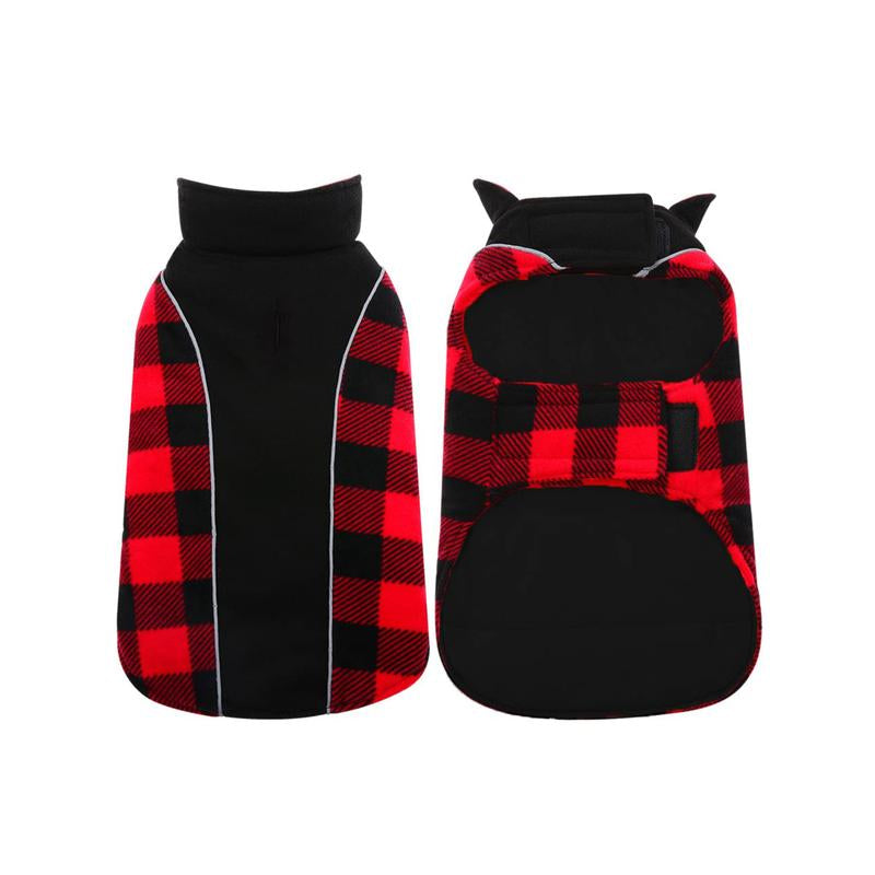 Kuoser Reversible Dog Coat, Warm Waterproof Dog Jacket, British Style Plaid Dog Winter Coats, Puppy Cold Weather Vest Windproof Outdoor Clothes Dog Snow Jackets for Small Medium Large Dogs