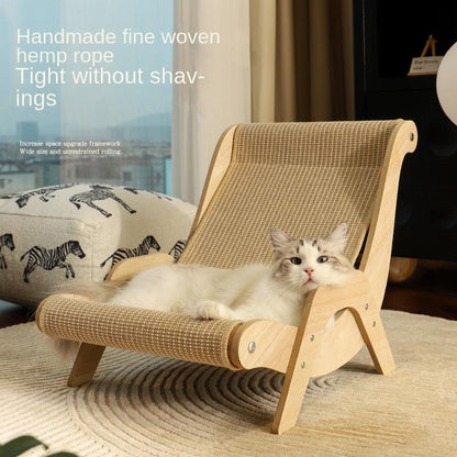 Cat Recliner Scraper Board Anti-Scratch Cat Nest Wooden Sword Hemp Grinding Claws Scratching Pad Pet Hammock Sofa Toy Carton Kitten Homemade
