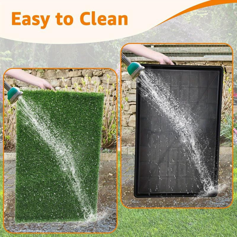 LOOBANI Large Dog Grass Pee Pad P Mat with Tray Quick Absorbency Extra Large Pet Loo for Indoor Outdoor Use Includes 2 Replacement Mats