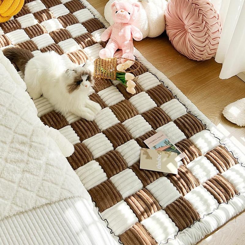 Plaid Pattern Pet Mat, Non-Slip & Soft & Comfortable Pet Sofa Mat, Pet Supplies for Indoor Use