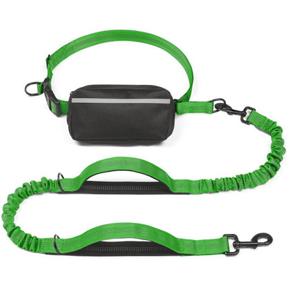Iyoshop Hands Free Dog Leash with Zipper Pouch, Dual Padded Handles and Durable Bungee for Walking, Jogging and Running Your Dog