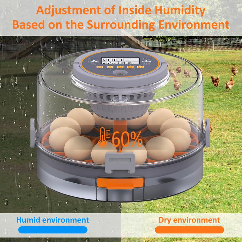 Chicken Egg Incubator 12-40 Eggs Automatic 760° Egg Turner with Digital Display Auto Temperature Humidity Control for Hatching Chicken Duck Quail Eggs High Hatch Rate Poultry Incubator - Hatchery