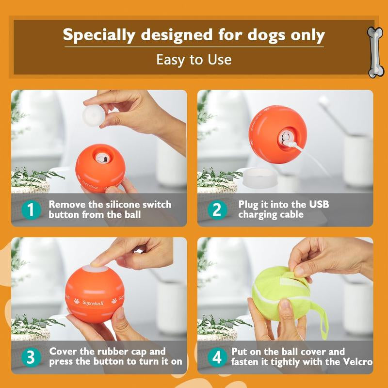 Interactive Dog Toys Dog Ball,[Newly Upgraded] Durable Motion Activated Automatic Rolling Ball Toys For/Small/Medium/Large Dogs,Usb Rechargeable Springtok
