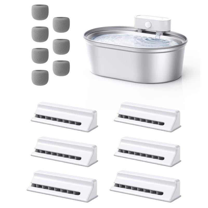 Uahpet Stainless Steel Wireless Cat Water Fountain Pro, Cordless Battery-Operated Pet Water Dispenser for Dog Rabbit, Easy to Clean 67Oz/2L