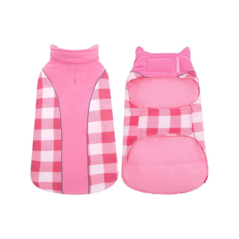 Kuoser Reversible Dog Coat, Warm Waterproof Dog Jacket, British Style Plaid Dog Winter Coats, Puppy Cold Weather Vest Windproof Outdoor Clothes Dog Snow Jackets for Small Medium Large Dogs