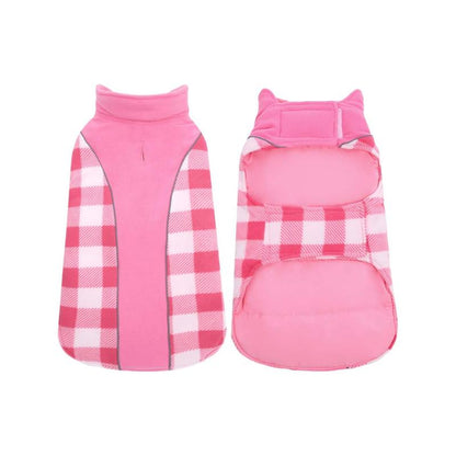 Kuoser Reversible Dog Coat, Warm Waterproof Dog Jacket, British Style Plaid Dog Winter Coats, Puppy Cold Weather Vest Windproof Outdoor Clothes Dog Snow Jackets for Small Medium Large Dogs