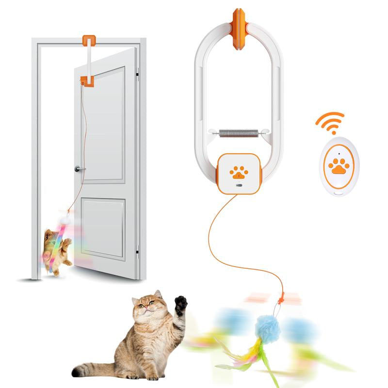 Happycode Rechargeable Interactive Pets Toy,Electric Cat Teaser,Upgraded Dual Mode, Irregular Rocking & 360° Spinning with Remote, Door Clip Design, Stimulates Mind & Body, Motion Activated, Cat Toys, Cat Stuff