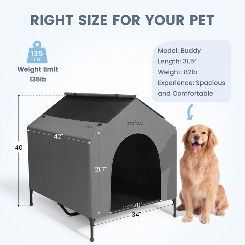 Zooba 2 in 1 Dog House, Dog Houses for Large Dogs Outside, Dog House Outdoor, Featuring Breathable 2X1 Textilene Elevated Dog House, Easy Clean and Assemble