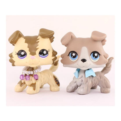 2 PC Mini Pet Shop Shorthair Cat Collie Dachshund Cocker Spaniel Great Dane Dog Pets Animal Toys Compitable with Lps Collectable with Accessories