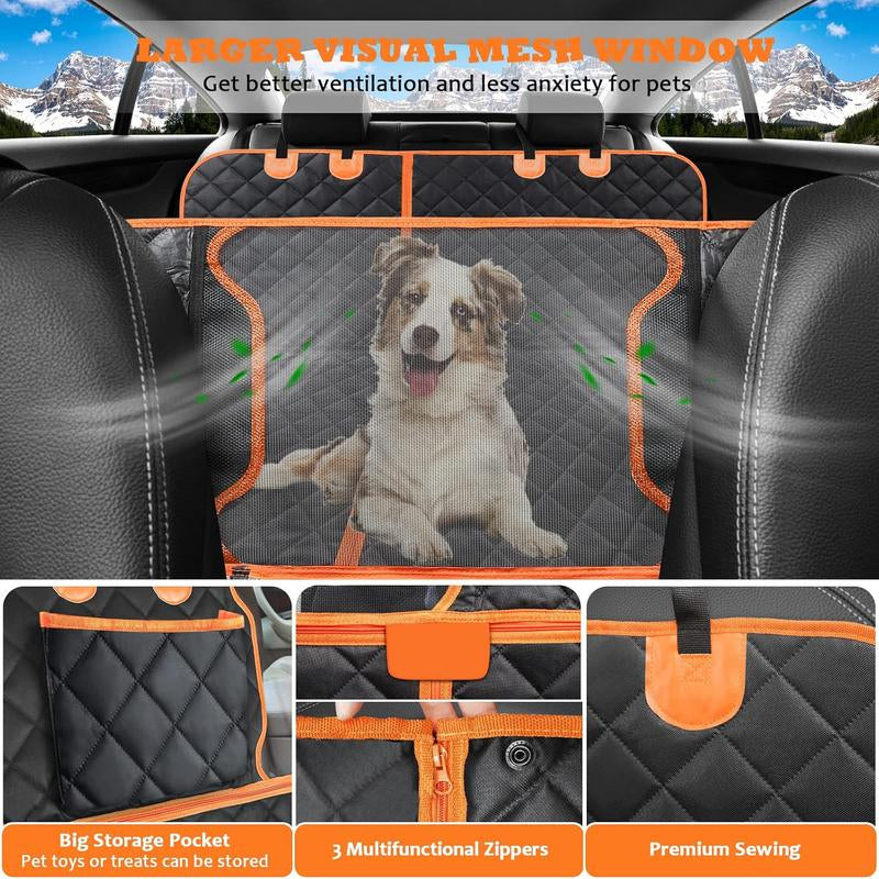 [On Sale!]Dog Car Seat Cover, Waterproof Scratchproof Hammock W/ 4 Storage Bags Side Flaps, Washable Nonslip Backseat Protector for Cars,Trucks,Suvs. Carrier