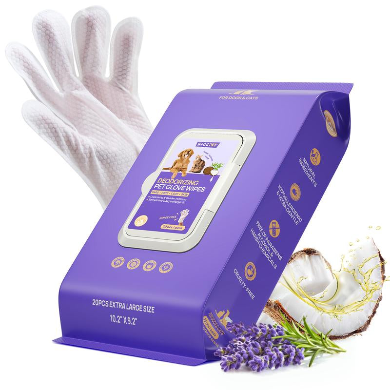 【Restocksale】Hicc PET Glove Wipes，Freshening Grooming Dog&Cat Disposable 20Pcs Pet Hair Removal Tool Satisfied Skin Care Outdoor No-Clean Hypoallergenic Facial Disposable No-Rinse Grooming Formulated for Petwipes Deodorizing Sticky Hair#Petlife