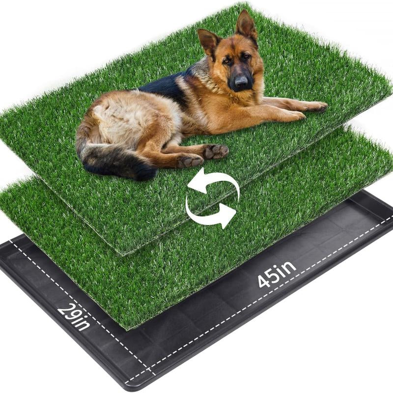 LOOBANI Large Dog Grass Pee Pad P Mat with Tray Quick Absorbency Extra Large Pet Loo for Indoor Outdoor Use Includes 2 Replacement Mats