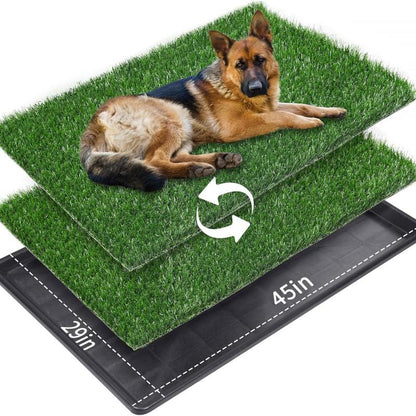 LOOBANI Large Dog Grass Pee Pad P Mat with Tray Quick Absorbency Extra Large Pet Loo for Indoor Outdoor Use Includes 2 Replacement Mats