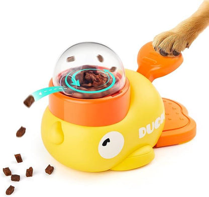 Interactive Dog Food Puzzle Toy,Pet Slow Feeder, Duck-Shaped Treat Dispenser with 3 Size Food Outlet, Dogs Slow Eating Bowl for Reduces Bloating,Encourages IQ Training (Yellow) Feeders Cozyvibes Petlife Pet Feeding Bottle Bottle Food Puzzle Slow Feeder