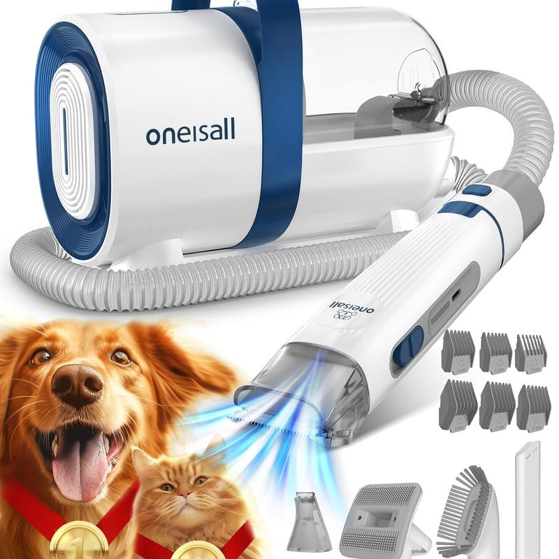 Oneisall Smart Pet Grooming Vacuum Blow Dryer and Clippers, Dog Grooming Kit for Shedding Drying Trimming Pet'S Hair, 7 Levels of Blow Temperature, Adjustable Air Flow Petgeekdispenser