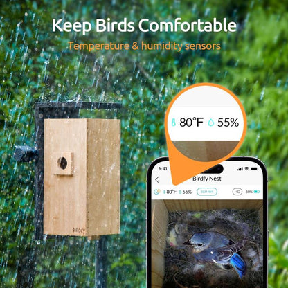 Birdfy-Netvue Smart AI Bird House with 1080P Camera & Night Vision - Fsc-Certified Bird Friendly Design for Feeding Tools - Easy Cleaning & Customize Your Own Bird Nest