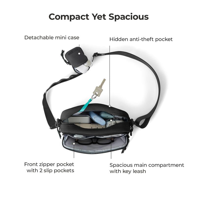 【New In】Bagsmart REIKI 2.2L Compact RFID Crossbody Bag with Detachable Mini Case & Key Leash Machine Washable for Workouts and City Walks Fallfreshness