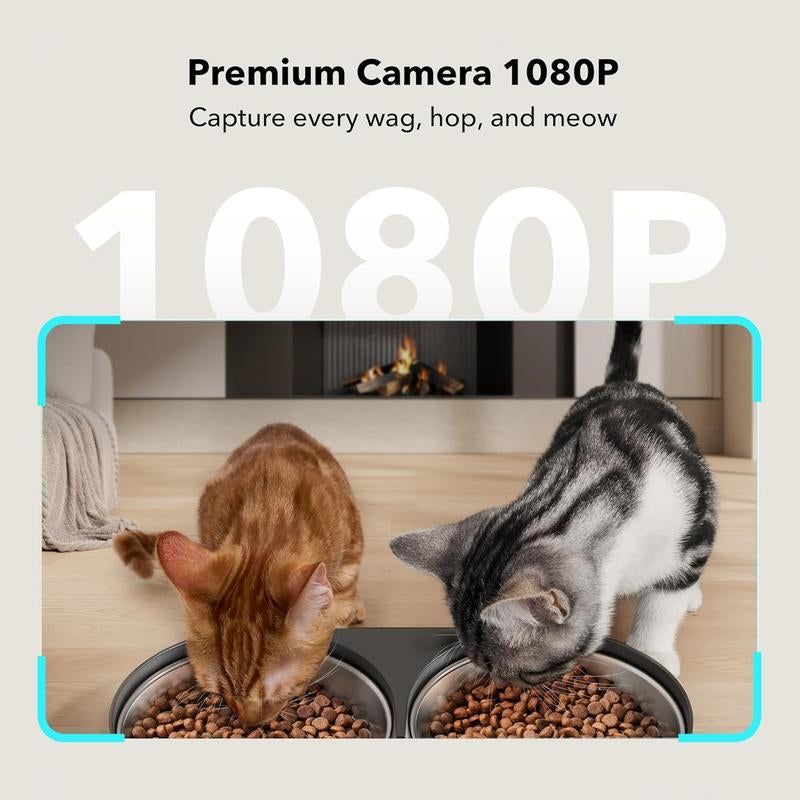PETLIBRO Automatic Cat Feeder with Camera for Two Cats, 1080P HD Video with Night Vision, 5G Wifi Pet Feeder with 2-Way Audio for Cat & Dog, Low Food & Motion & Sound Alerts, Dual Tray, Black 5L PETLIBRO
