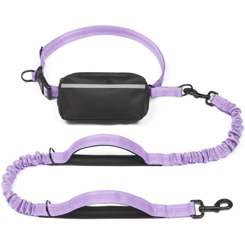 Iyoshop Hands Free Dog Leash with Zipper Pouch, Dual Padded Handles and Durable Bungee for Walking, Jogging and Running Your Dog