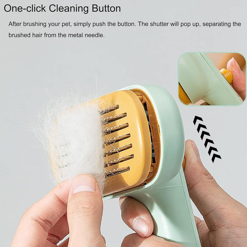 Cat Dod Pin Brush with Release Button,Cat Brush Pet Grooming Brush for Long&Short Haired Dogs Cats,Self Cleaning Slicker Brush Dog Hair Brush for Puppy Kitten Dog Massage and Removal of Loose Fur,Tangled Hair & Mats