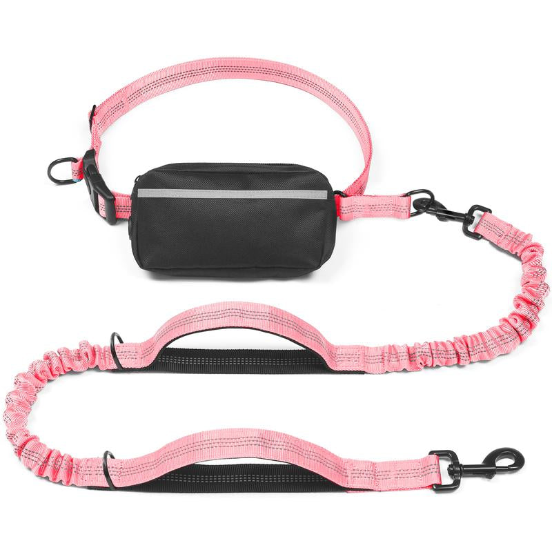 Iyoshop Hands Free Dog Leash with Zipper Pouch, Dual Padded Handles and Durable Bungee for Walking, Jogging and Running Your Dog