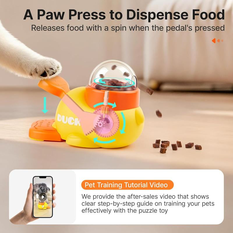 Interactive Dog Food Puzzle Toy,Pet Slow Feeder, Duck-Shaped Treat Dispenser with 3 Size Food Outlet, Dogs Slow Eating Bowl for Reduces Bloating,Encourages IQ Training (Yellow) Feeders Cozyvibes Petlife Pet Feeding Bottle Bottle Food Puzzle Slow Feeder