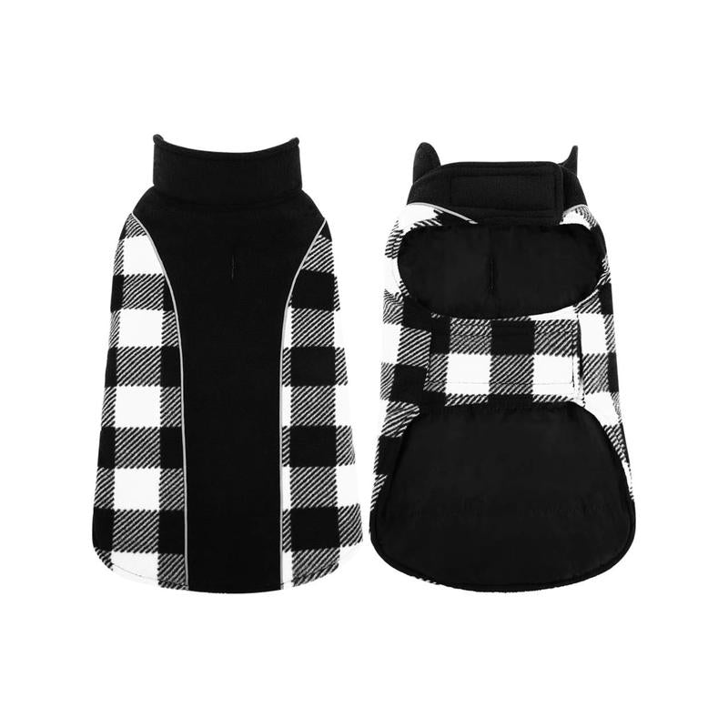 Kuoser Reversible Dog Coat, Warm Waterproof Dog Jacket, British Style Plaid Dog Winter Coats, Puppy Cold Weather Vest Windproof Outdoor Clothes Dog Snow Jackets for Small Medium Large Dogs