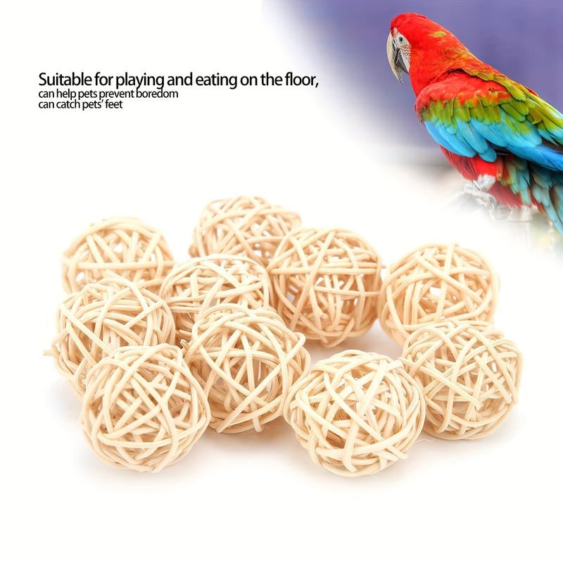 10/20 Pcs Willow Ball, Bird Foraging Toys Natural Bird Toys Chew Small Animal Chew Toy Activity for Parrot Macaw Hamster Guinea Pig Rat Parakeet Cockatiels Conure Finch Budgerigar Lovebird