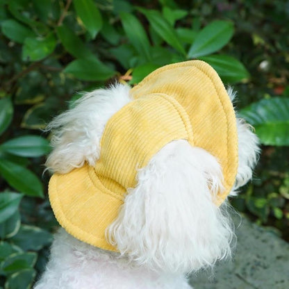Cute Corduroy Pet Hat with Ear Holes, Outdoor Sun Protection Pet Hat, Pet Supplies for Small Medium Large Dogs & Cats