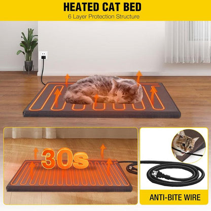 【Labor Day Offer】Aivituvin-Air91-In-Hp Wooden Heated Cat House with Adjustable Temperature Pad | Waterproof Roof| Outdoor Cat Shelter| Insulation