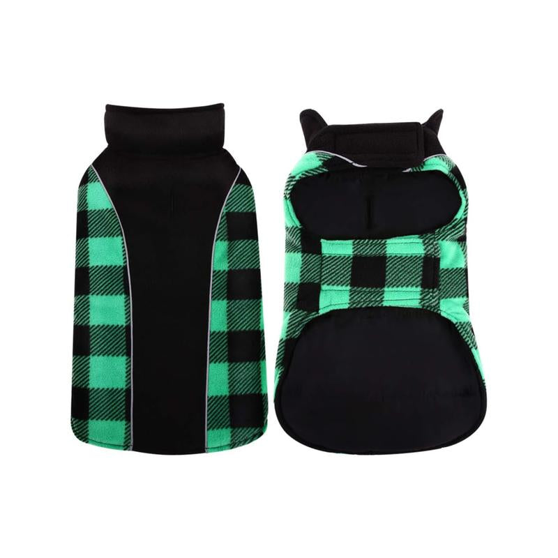 Kuoser Reversible Dog Coat, Warm Waterproof Dog Jacket, British Style Plaid Dog Winter Coats, Puppy Cold Weather Vest Windproof Outdoor Clothes Dog Snow Jackets for Small Medium Large Dogs