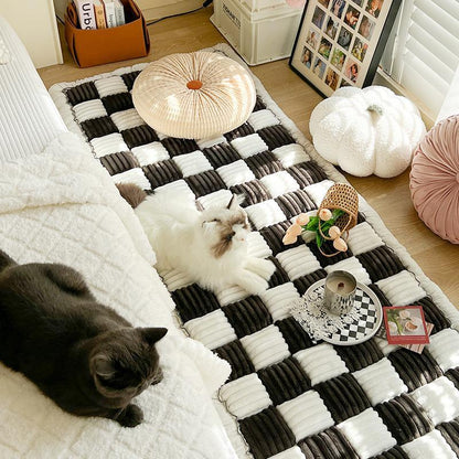 Plaid Pattern Pet Mat, Non-Slip & Soft & Comfortable Pet Sofa Mat, Pet Supplies for Indoor Use