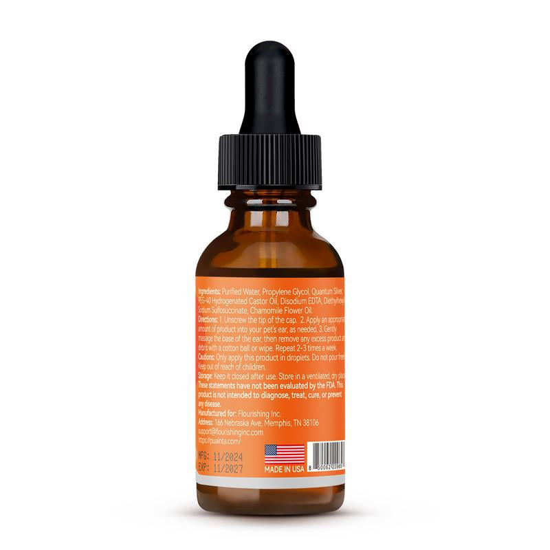 Puainta Ear Cleaner 30Ml Dog Ear Infection Treatment, Quantum Silver Ear Drops for Dogs Ear Infection Ear Mites Treatment for Cats Dogs Itchy