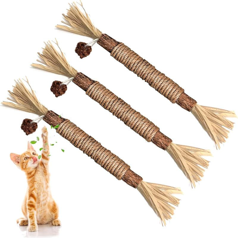Premium Cat Chew Stick Toy, Natural Silvervine Sticks Cat Toys, Catnip Alternative Cat Chew Toys Teeth Cleaning, Matatabi Cat Treat, Edible Kitty Toys