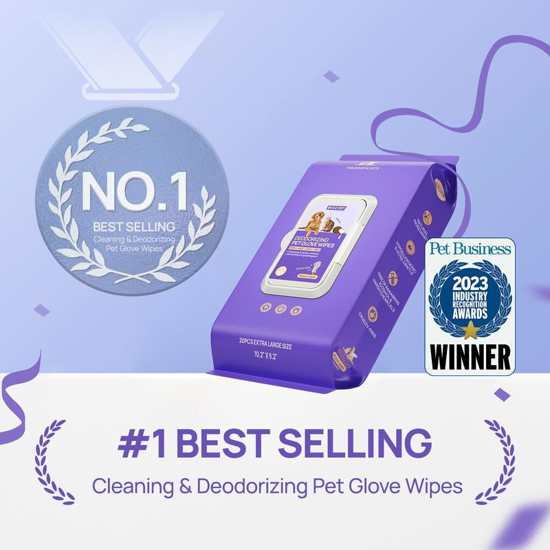 【Restocksale】Hicc PET Glove Wipes，Freshening Grooming Dog&Cat Disposable 20Pcs Pet Hair Removal Tool Satisfied Skin Care Outdoor No-Clean Hypoallergenic Facial Disposable No-Rinse Grooming Formulated for Petwipes Deodorizing Sticky Hair#Petlife