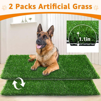 LOOBANI Large Dog Grass Pee Pad P Mat with Tray Quick Absorbency Extra Large Pet Loo for Indoor Outdoor Use Includes 2 Replacement Mats