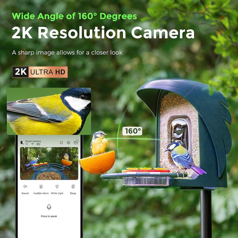 Perchme Smart Bird Feeder with Camera, Solar Powered Bird Watching Camera for Outside, 2K HD Auto Capture Motion Detection with AI Identify, DIY Add-Ons & Seed Scoop, a Ideal Gift