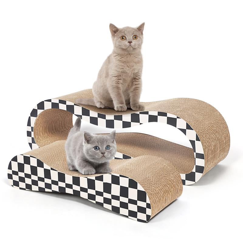 Fluffydream2 in 1 Cat Scratcher Cardboard Lounge Bed, Cat Scratching Board– Sofa Saver, Aesthetic Pet Must-Have, Multi-Purpose Furniture, Wood, Kitten