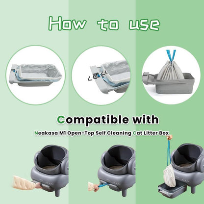 80 Count Litter Bags Compatible with Autoscooper 11 and Neakasam1 Open-Top Self-Cleaning Cat Litter Box, 4 Rolls Cat Litter Waste Receptacles Bags (80 Count)