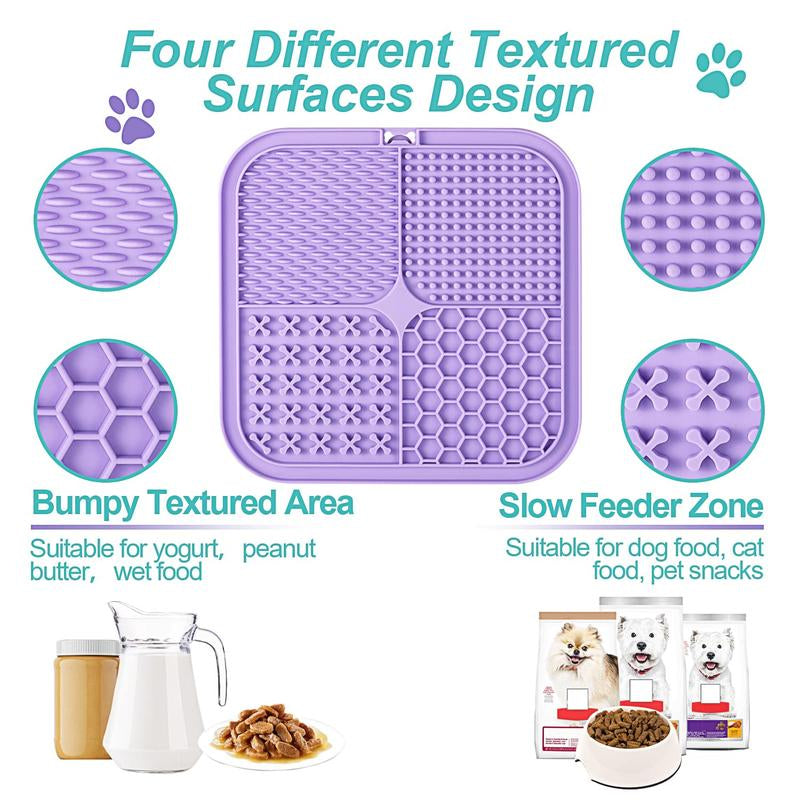Lick Mat for Dogs & Cats 2 Pack with Suction Cups, Dog Lick Mat for Anxiety Relief, Dog Toys to Keep Them Busy, Peanut Butter Licking Pad for Boredom Reducer, Perfect for Bathing Grooming