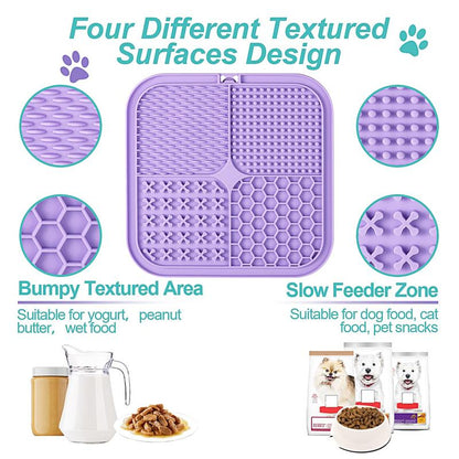 Lick Mat for Dogs & Cats 2 Pack with Suction Cups, Dog Lick Mat for Anxiety Relief, Dog Toys to Keep Them Busy, Peanut Butter Licking Pad for Boredom Reducer, Perfect for Bathing Grooming