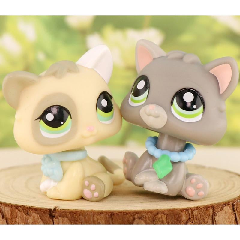 2 PC Mini Pet Shop Shorthair Cat Collie Dachshund Cocker Spaniel Great Dane Dog Pets Animal Toys Compitable with Lps Collectable with Accessories