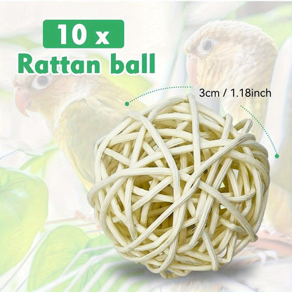 10/20 Pcs Willow Ball, Bird Foraging Toys Natural Bird Toys Chew Small Animal Chew Toy Activity for Parrot Macaw Hamster Guinea Pig Rat Parakeet Cockatiels Conure Finch Budgerigar Lovebird