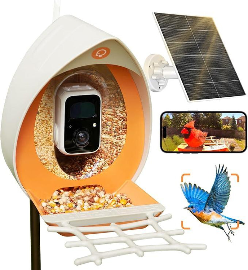 Peckperk Smart Bird Feeder with Camera, Solar Powered, Squirrel-Proof, 1080P Full-Color Night Vision Camera, Ideal Gift for Bird Lovers