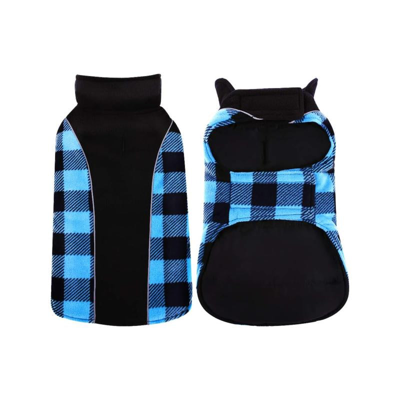 Kuoser Reversible Dog Coat, Warm Waterproof Dog Jacket, British Style Plaid Dog Winter Coats, Puppy Cold Weather Vest Windproof Outdoor Clothes Dog Snow Jackets for Small Medium Large Dogs