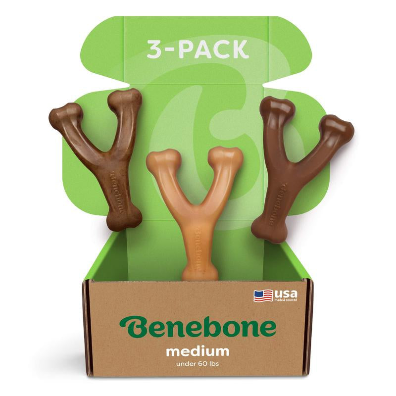 Wishbone Trio | 3-Pack of Durable Dog Chew Toys | Real Flavor & Long-Lasting Play