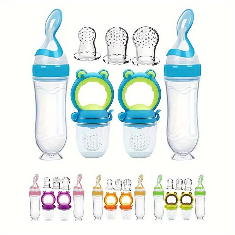 Professional Baby Feeding Set, 7Pcs/Set Silicone Feeding Bottle Spoon, Squeeze Baby Food Dispensing Feeder, Baby Feeding Tools