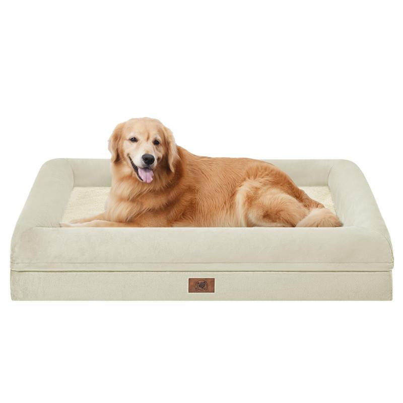 Orthopedic Washable Large Dog Bed: Large Dog Bed Bolster Waterproof - Dog Beds for Medium Xlarge Extra Dogs with Removable Cover