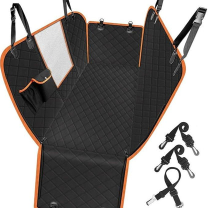 [On Sale!]Dog Car Seat Cover, Waterproof Scratchproof Hammock W/ 4 Storage Bags Side Flaps, Washable Nonslip Backseat Protector for Cars,Trucks,Suvs. Carrier